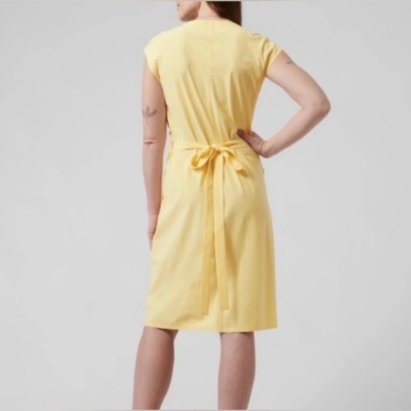 ATHLETA ⭐️ Newport Wrap Dress XS | City Stripe Lunaria Yellow NWT - Picture 4 of 8
